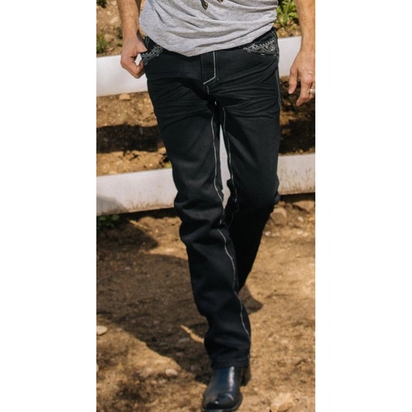 PLATINI Holt Slim Boot Cut Jeans Men's Size 42/32 Black Western - Picture 1 of 11
